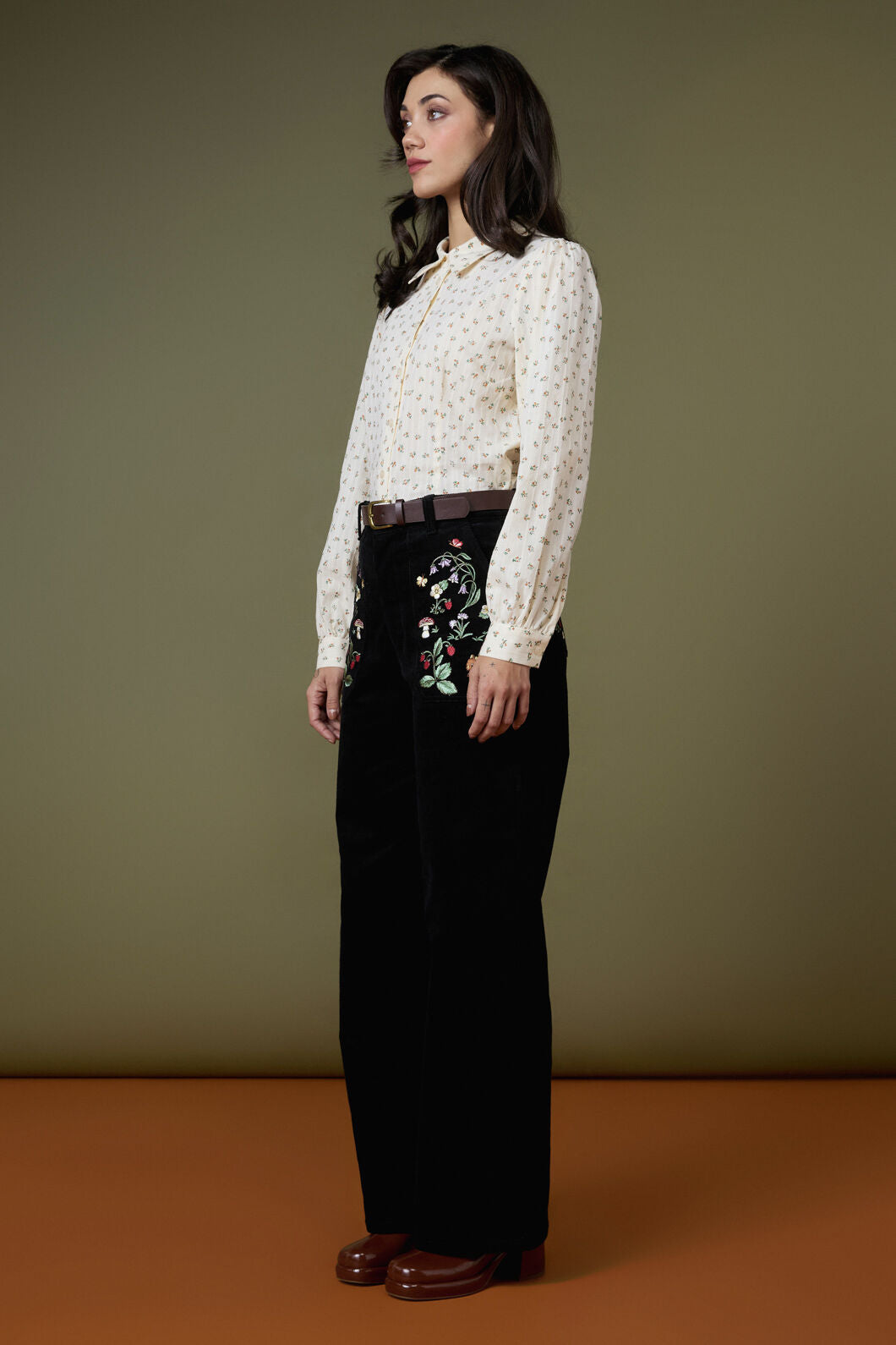 Princess Highway - Lana Ditsy Floral Blouse - cream-toffee