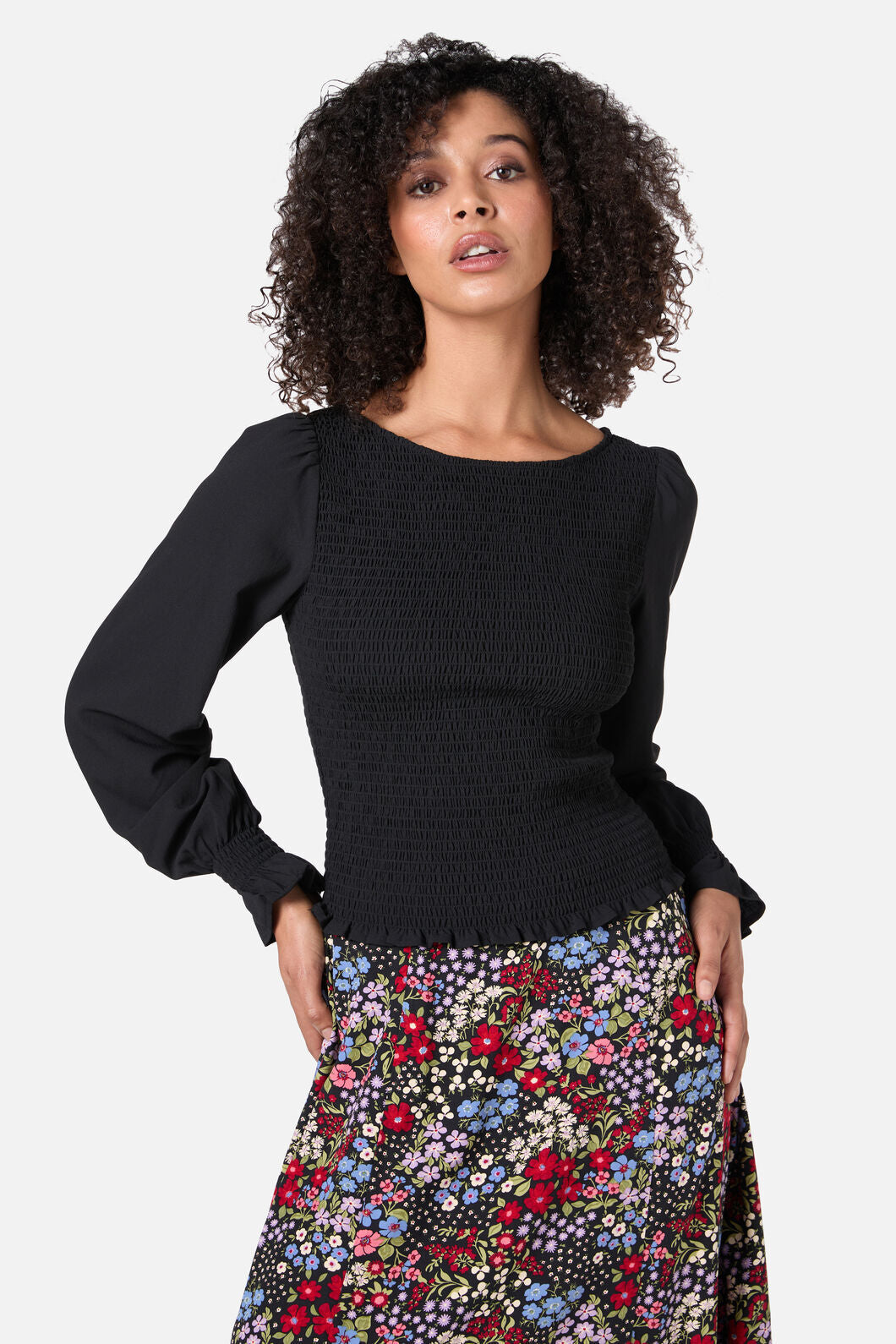 Princess Highway - Ebony Shirred Top - black