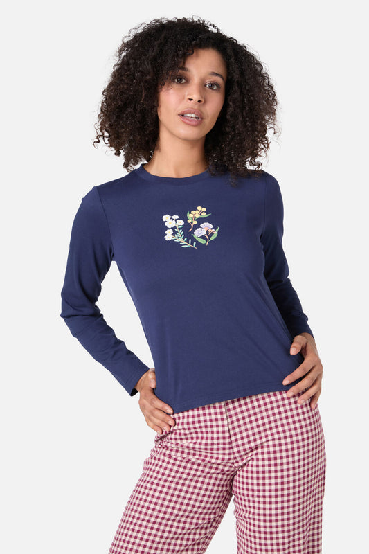 Princess Highway - Elsie Flower Long Sleeve Tee - navy
