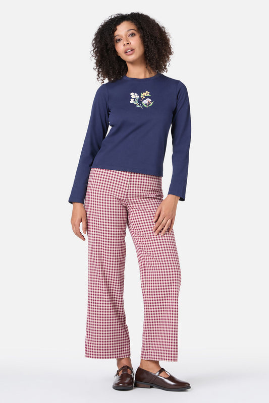 Princess Highway - Elsie Flower Long Sleeve Tee - navy