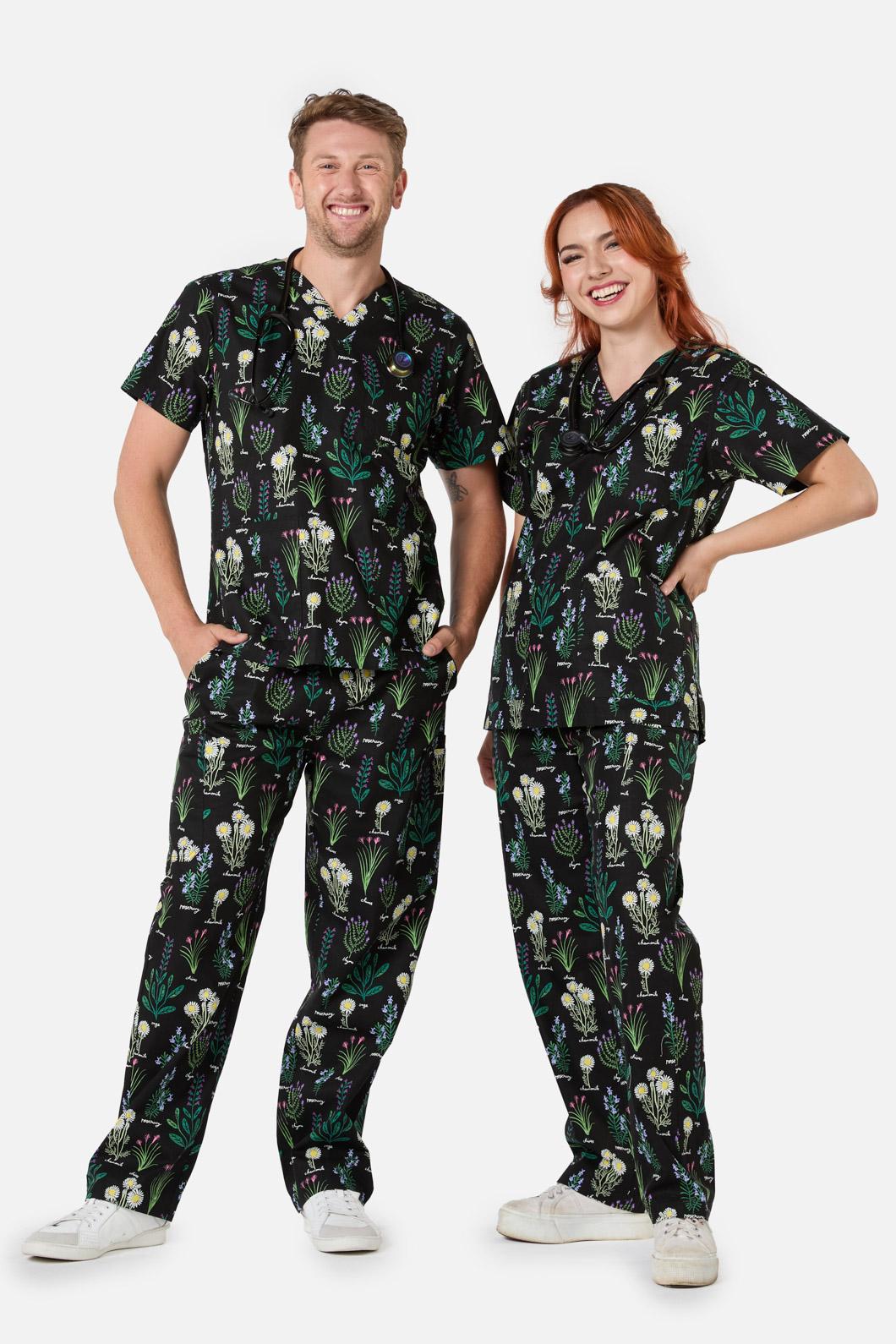 Love Scrubs - Herb Garden Scrub Set - black