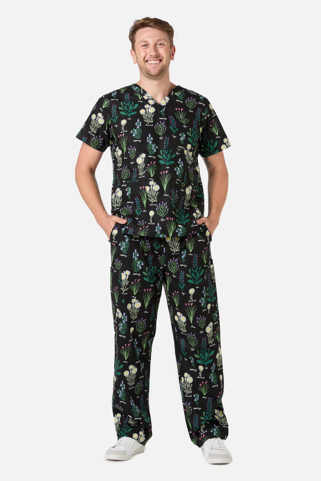 Love Scrubs - Herb Garden Scrub Set - black