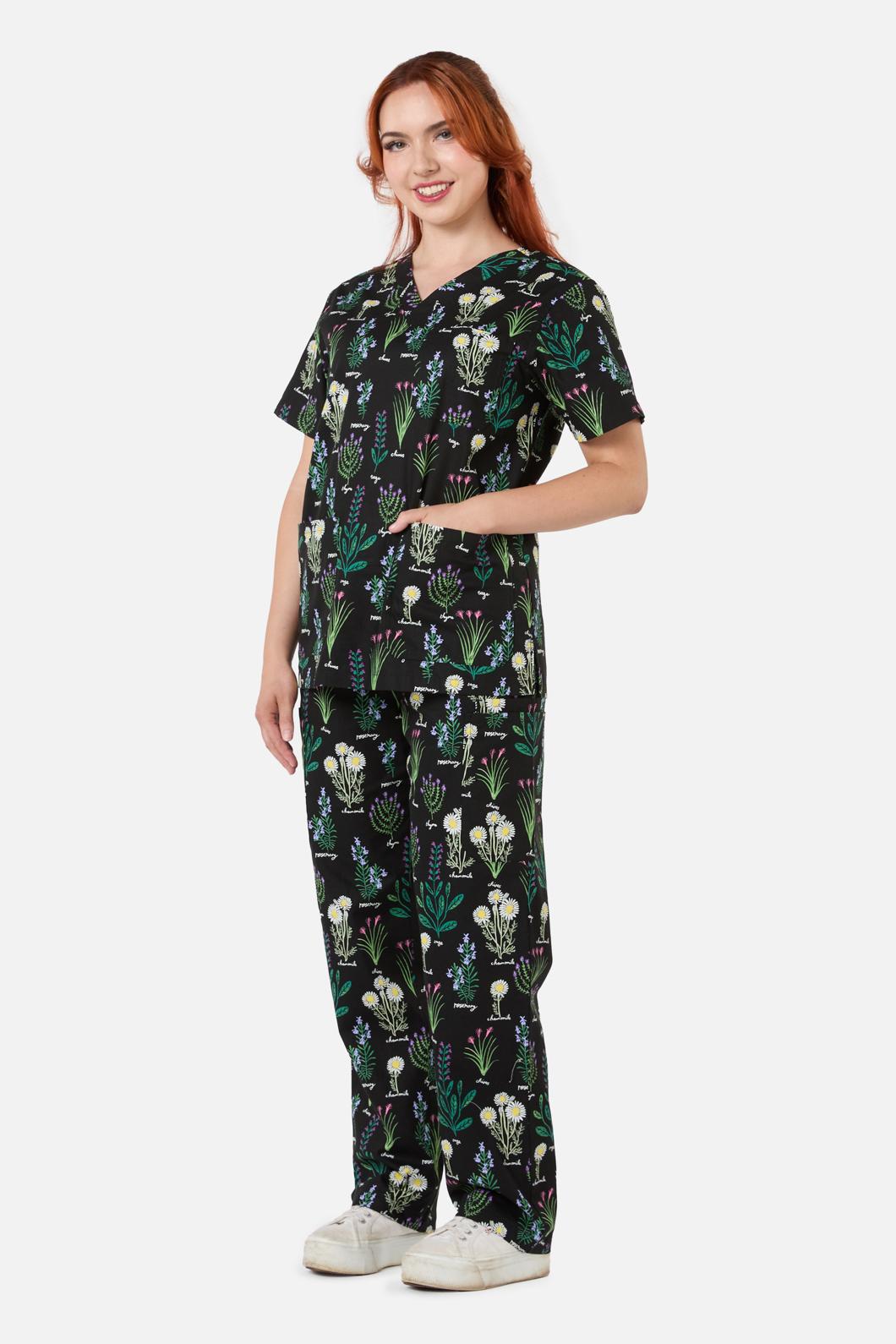 Love Scrubs - Herb Garden Scrub Set - black