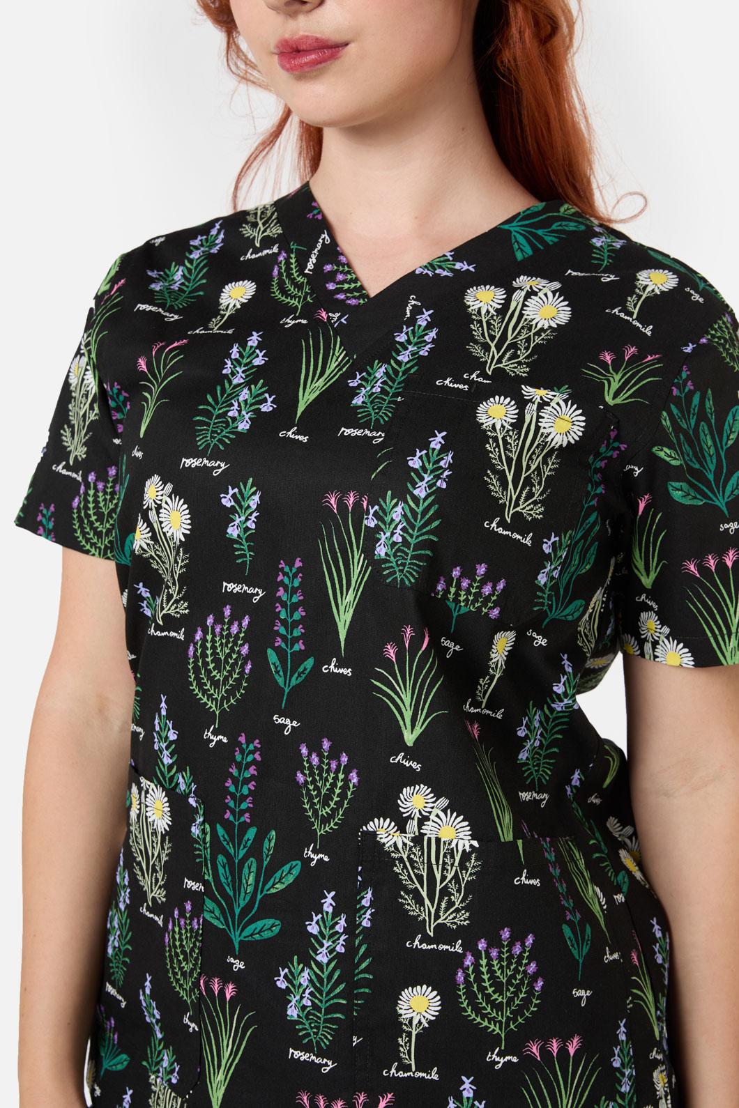Love Scrubs - Herb Garden Scrub Set - black