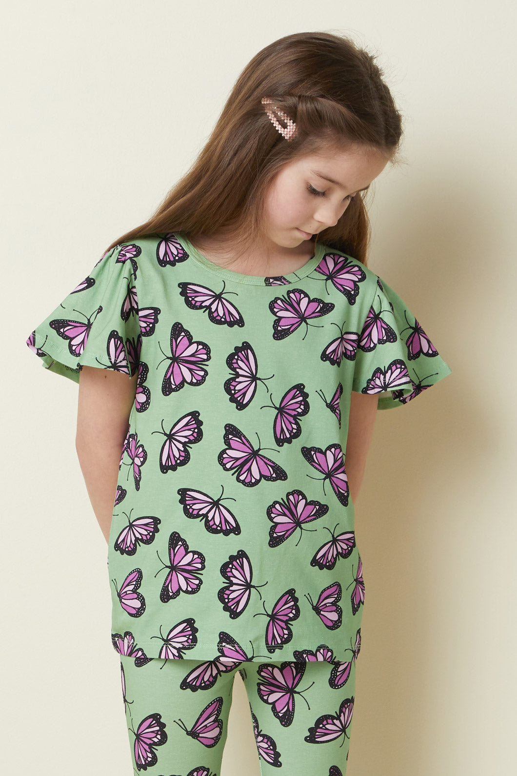 Princess Highway Kids - Flutter Kids Frill Tee - green