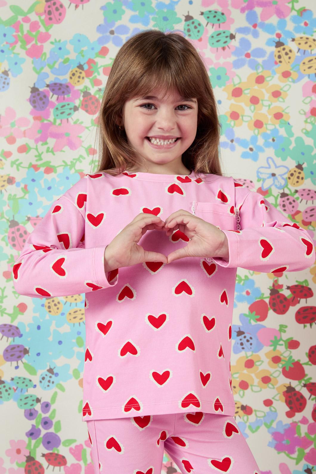 Princess Highway Kids - Hearts Kids LS Pkt Tee - pink