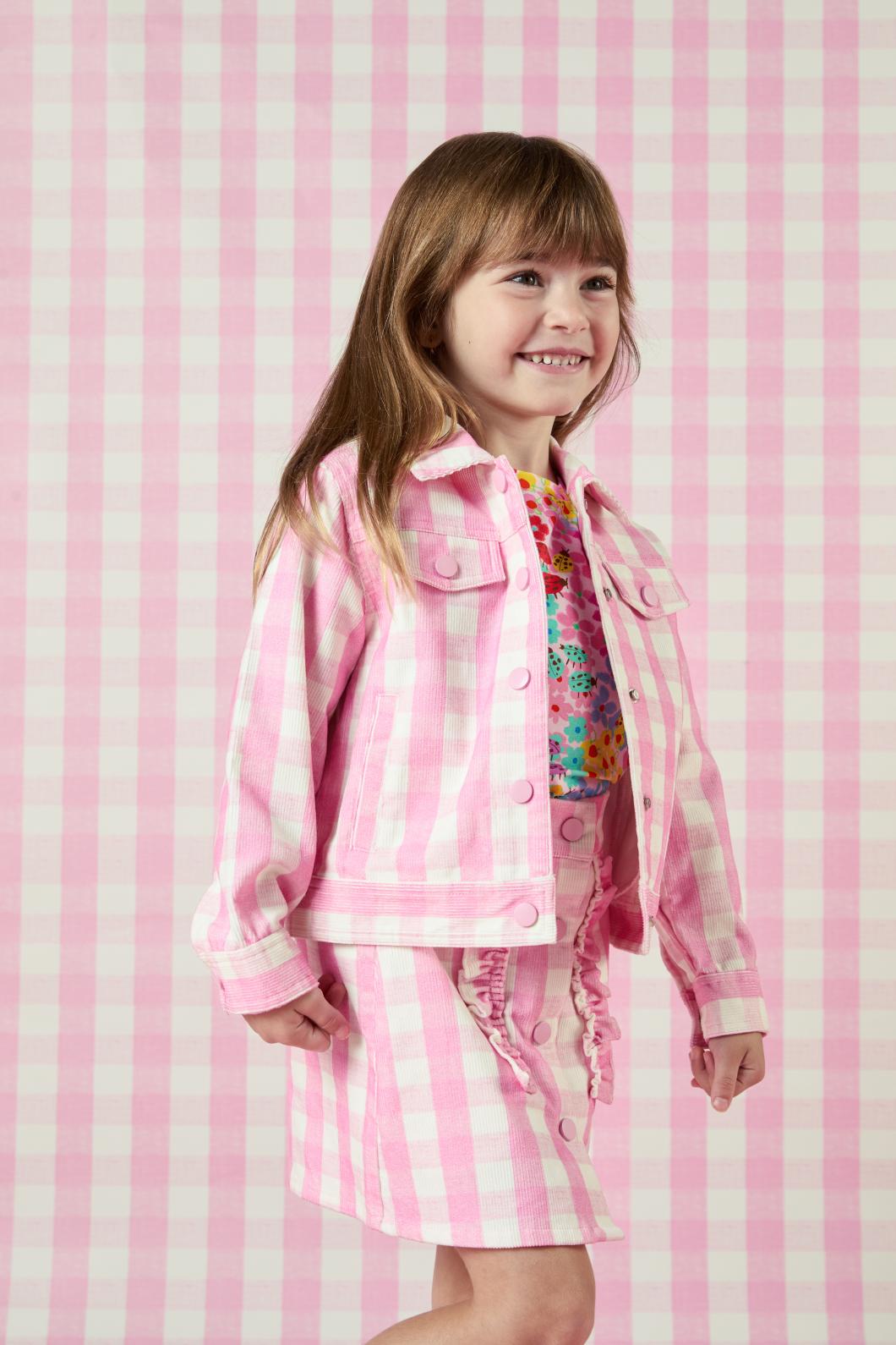 Princess Highway Kids - Gingham Kids Cord Jacket - pink