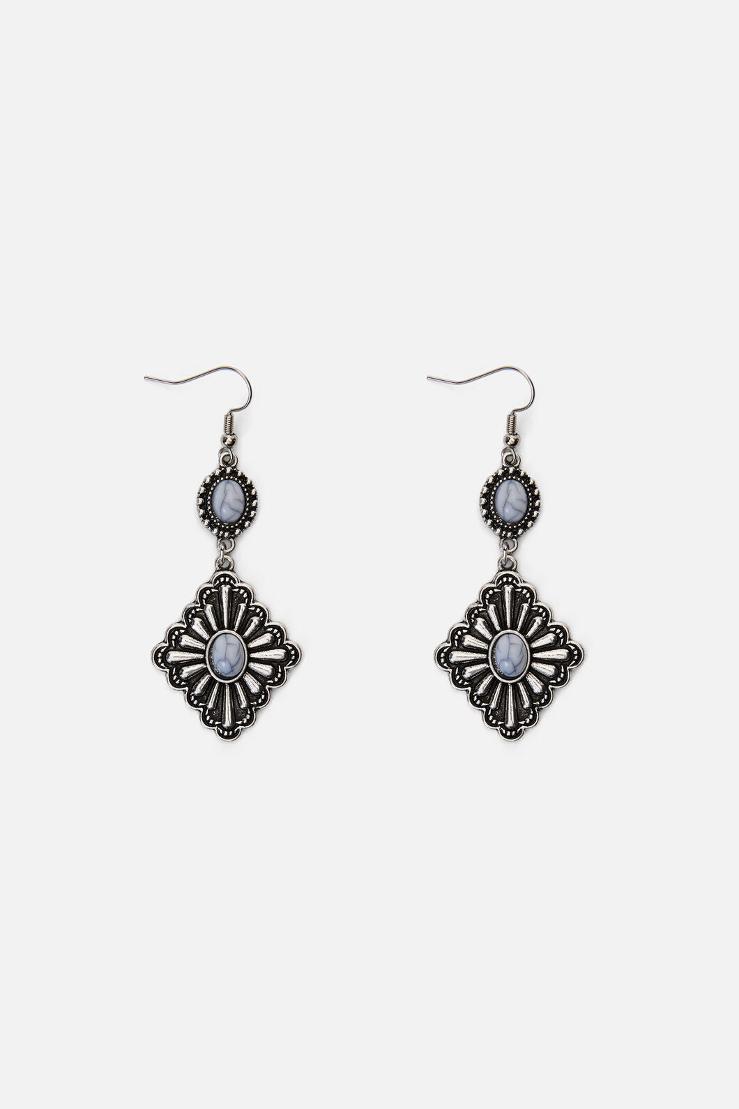 Princess Highway - Silver Drop Detail Earrings - silver