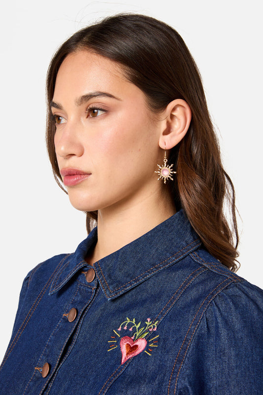 Princess Highway - Soft Pink Sun Earrings - gold