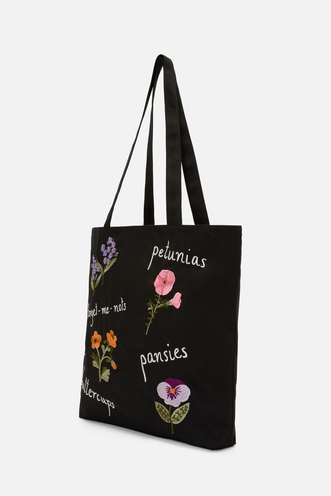 Princess Highway - Garden Embroidery Tote - black