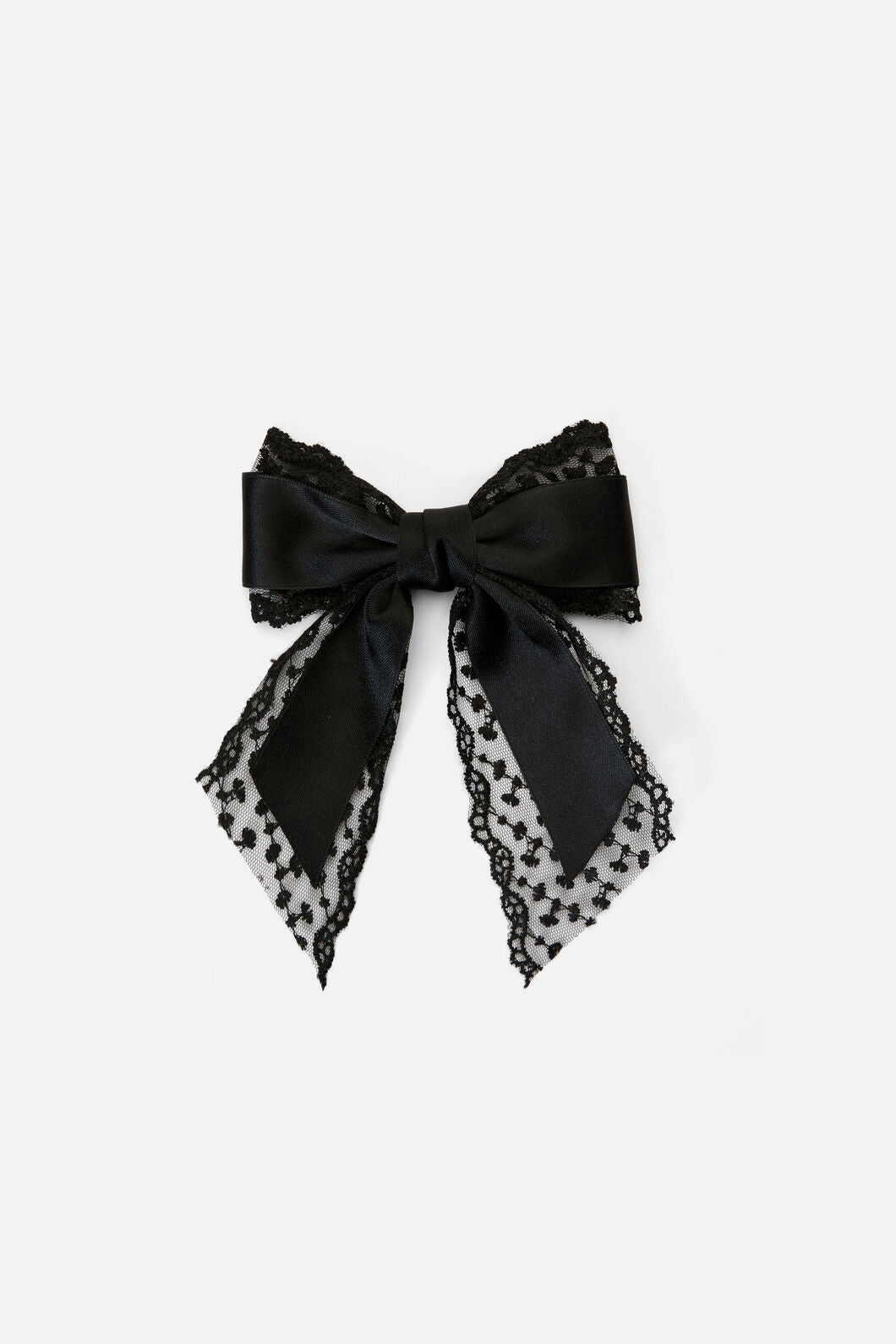 Princess Highway - Black Lace Satin Bow Clip - black