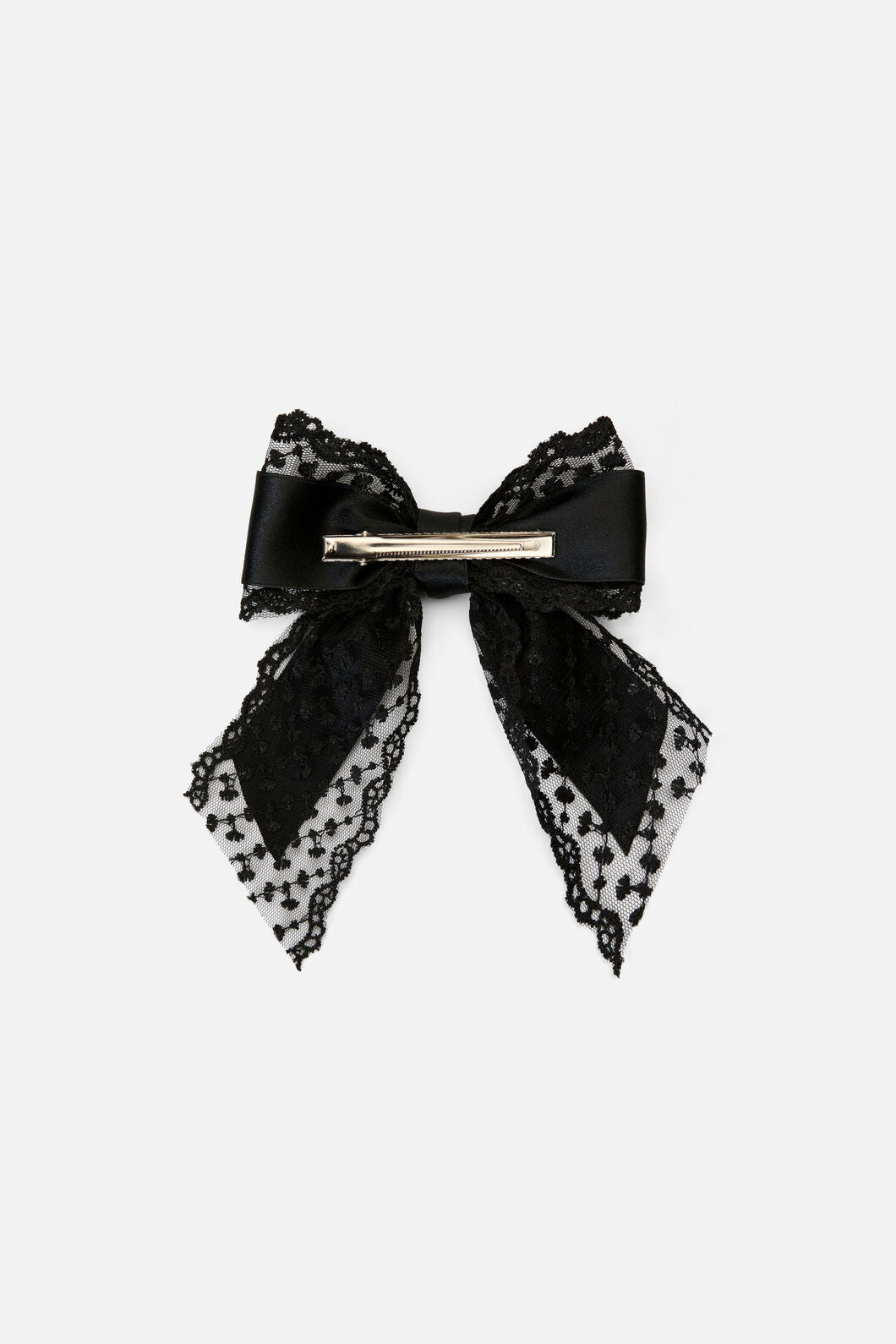 Princess Highway - Black Lace Satin Bow Clip - black