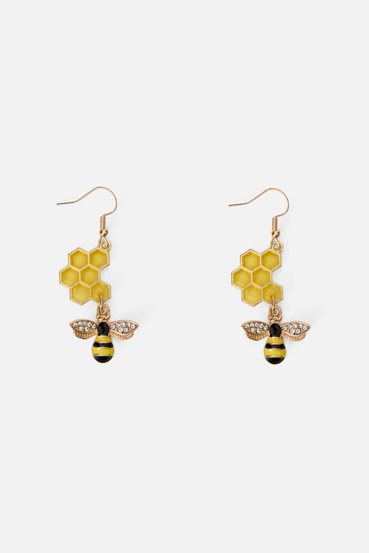 Princess Highway - Honeycomb Bee Earrings - gold
