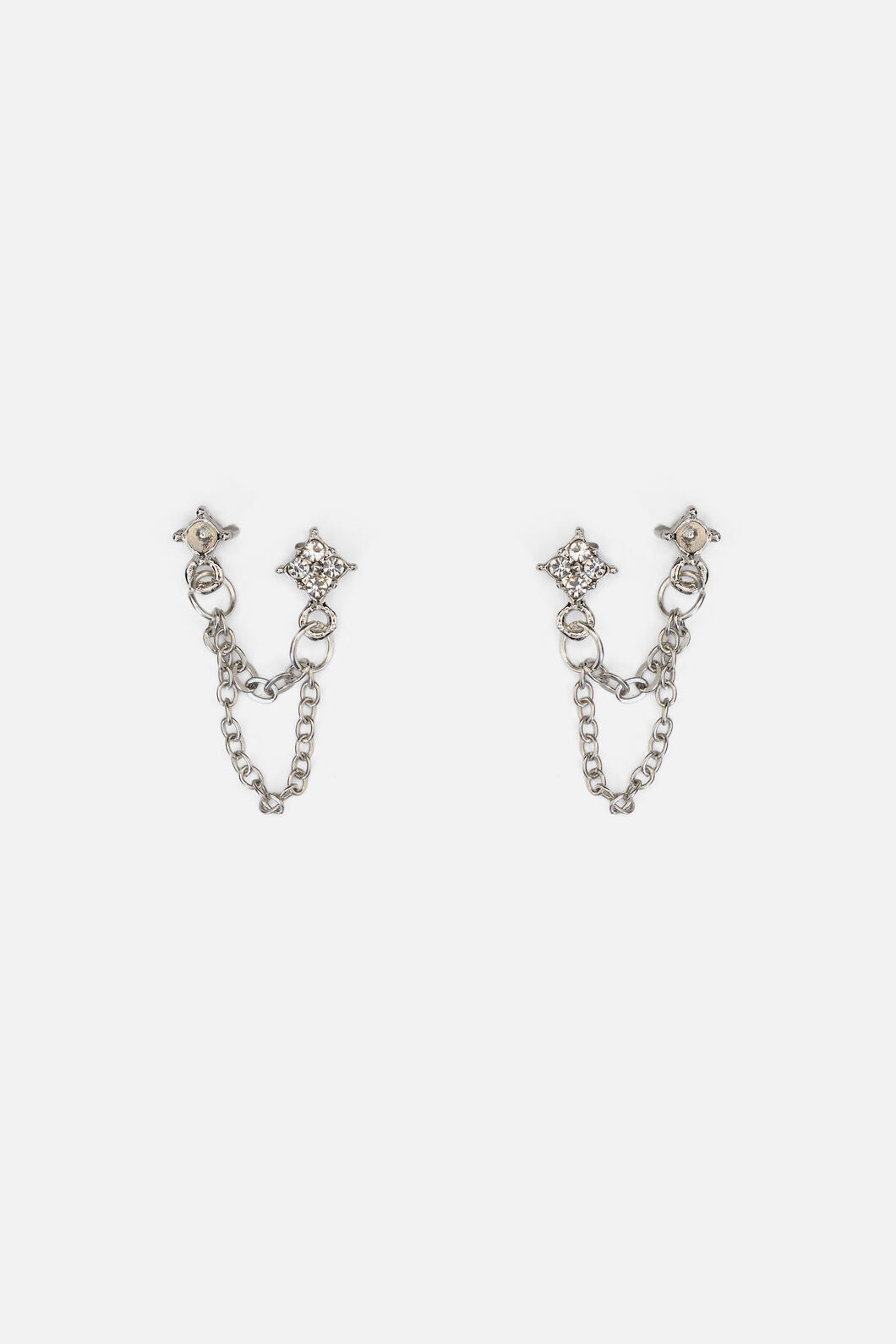 Princess Highway - Two Hole Chain Earrings - silver