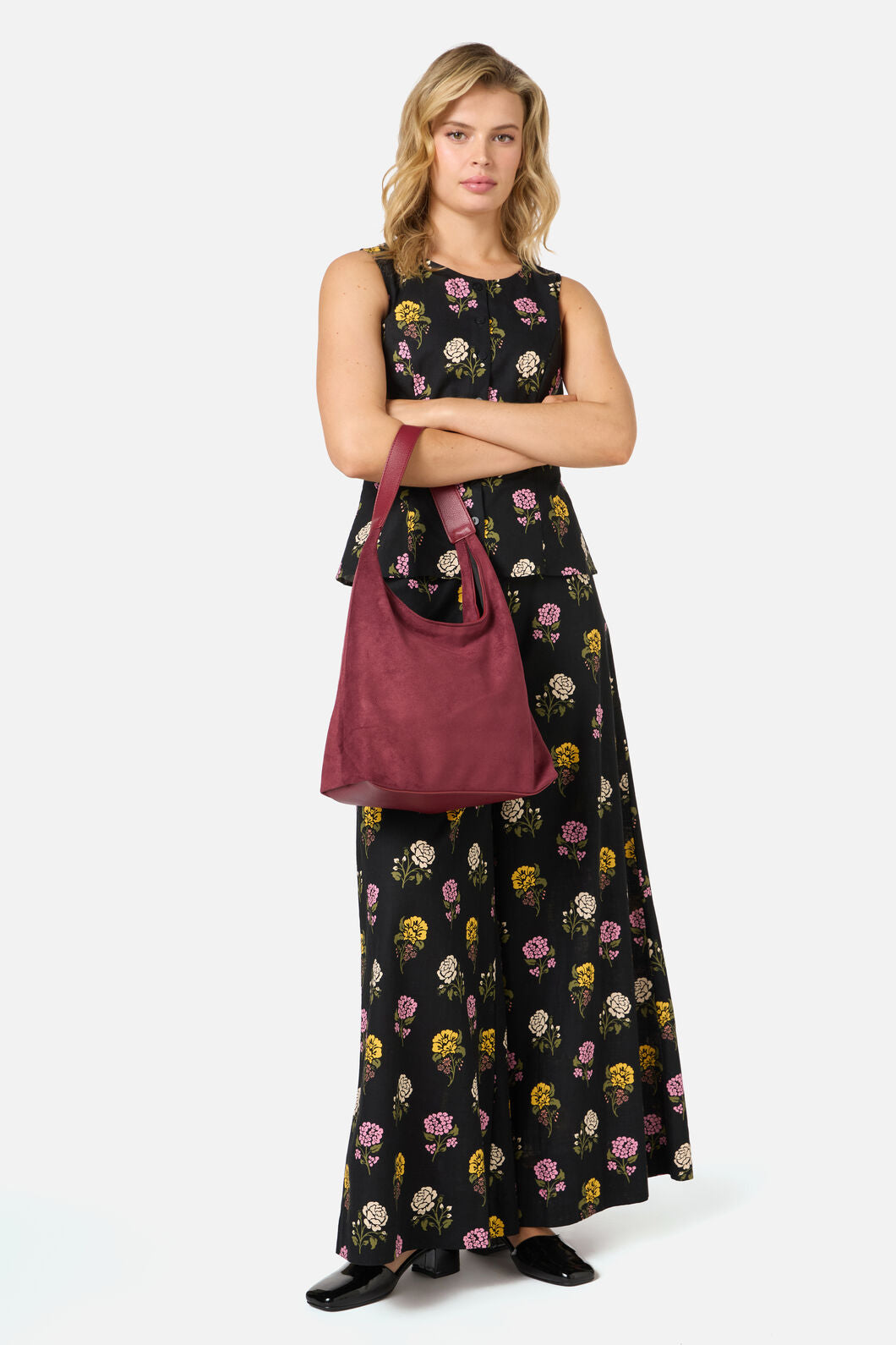 Princess Highway - Faux Suede Slouch Bag - burgundy