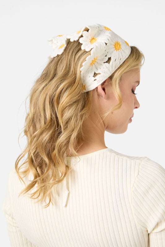 Princess Highway - Daisy Crochet Head Scarf - white