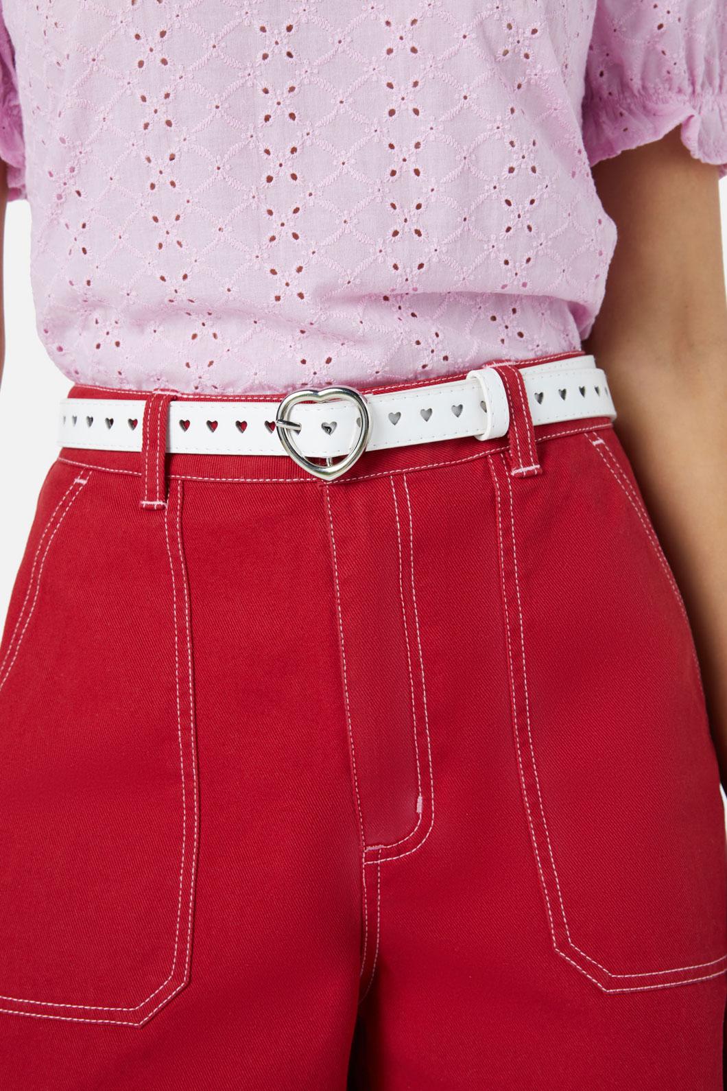 Princess Highway - White Hearts Belt - white