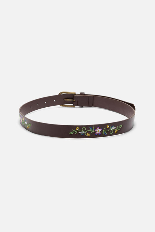 Princess Highway - Choc Embroidered Belt - chocolate