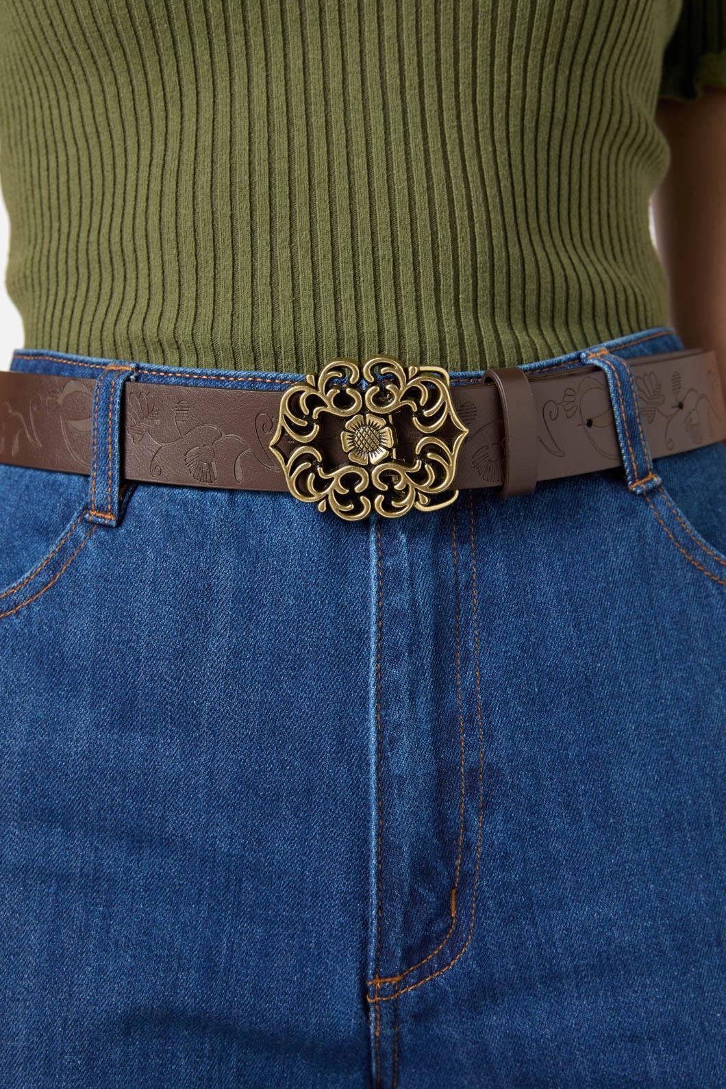 Princess Highway - Ornate Floral Belt - chocolate