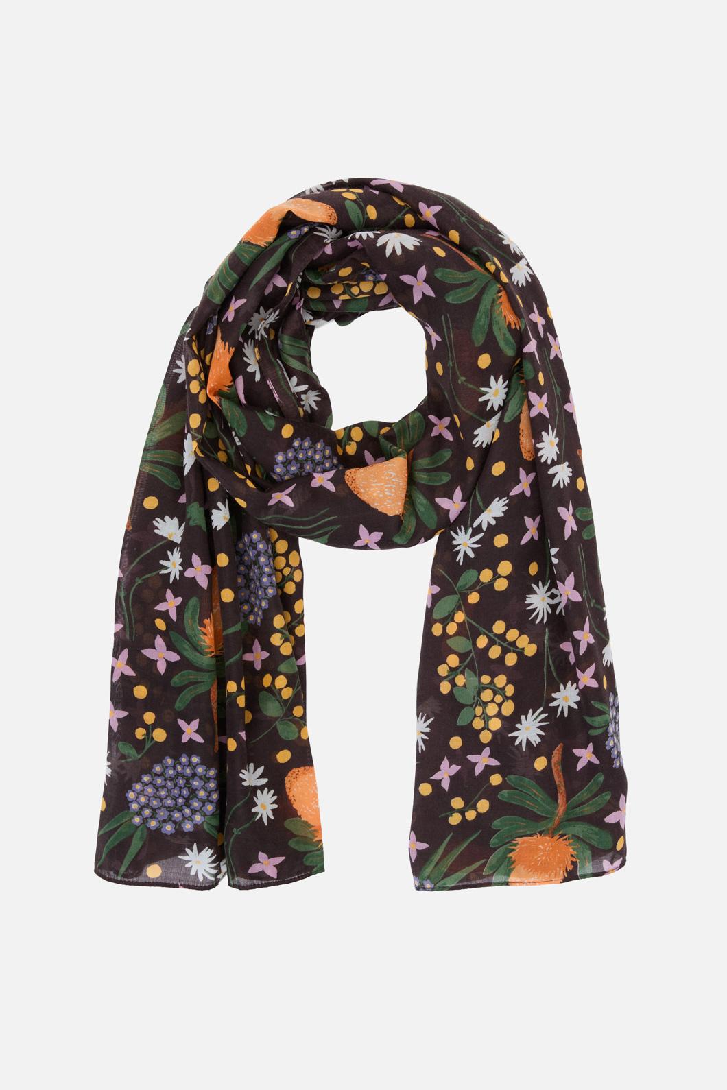 Princess Highway - Banksia Bouquet Scarf - chocolate