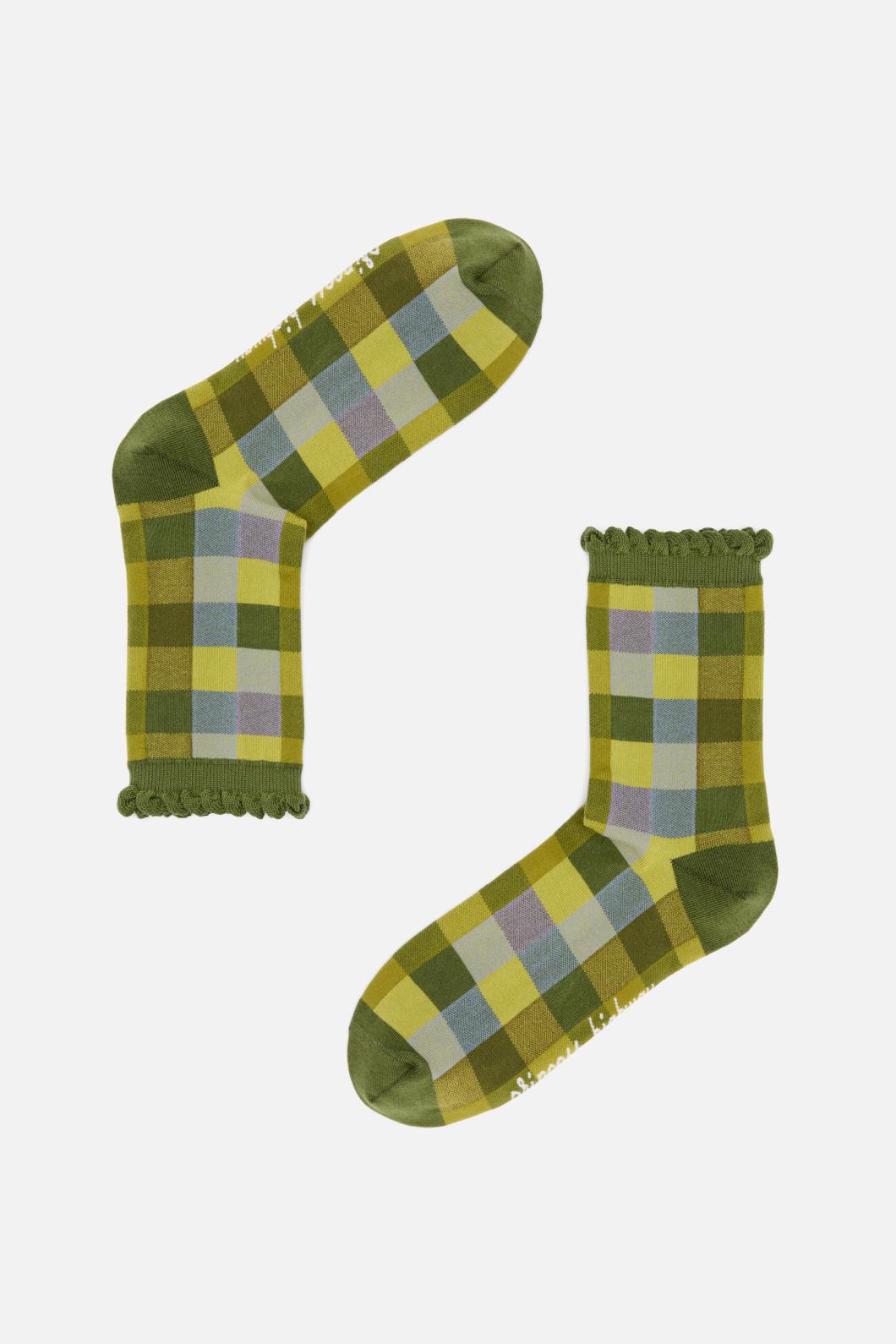 Princess Highway - Olive Maxine Check Socks - olive