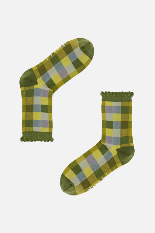Princess Highway - Olive Maxine Check Socks - olive