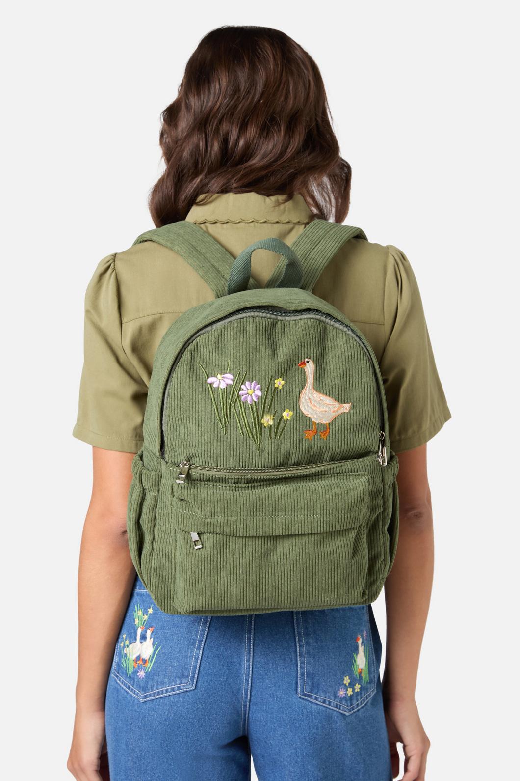 Princess Highway - Lucy Goosey Cord Backpack - green
