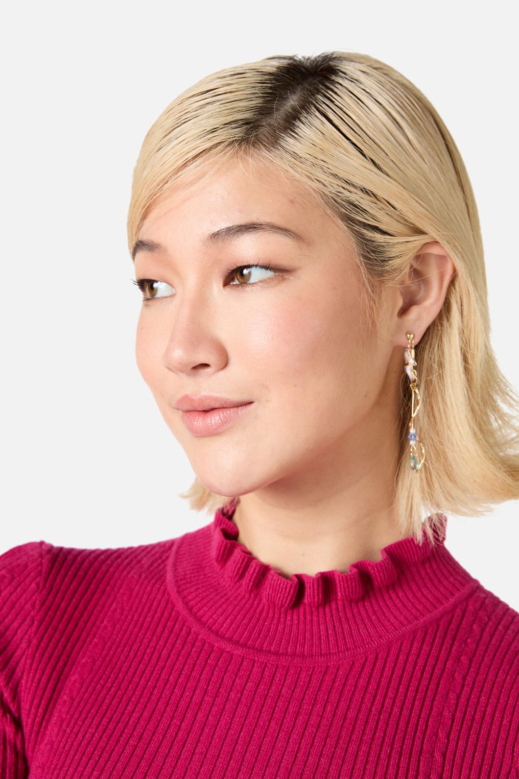 Princess Highway - Flower & Chain Earrings - gold