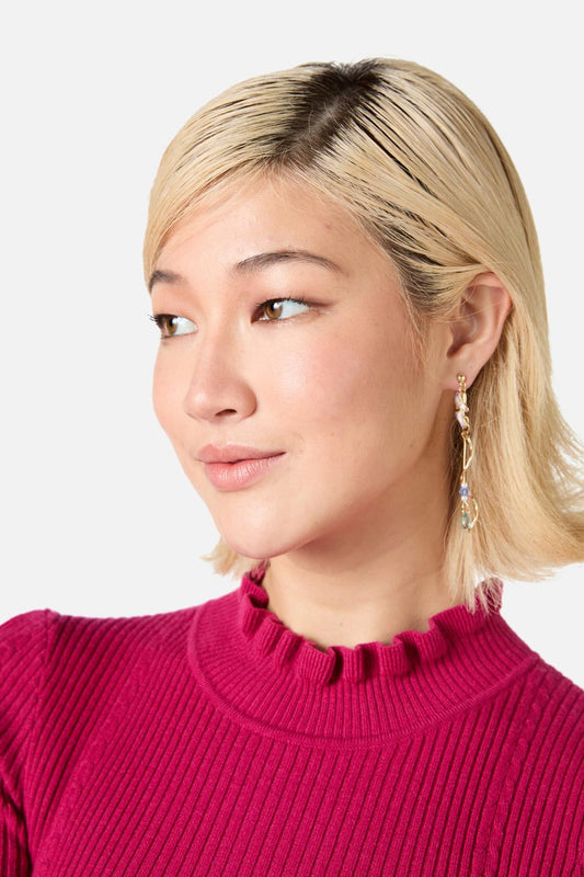 Princess Highway - Flower & Chain Earrings - gold