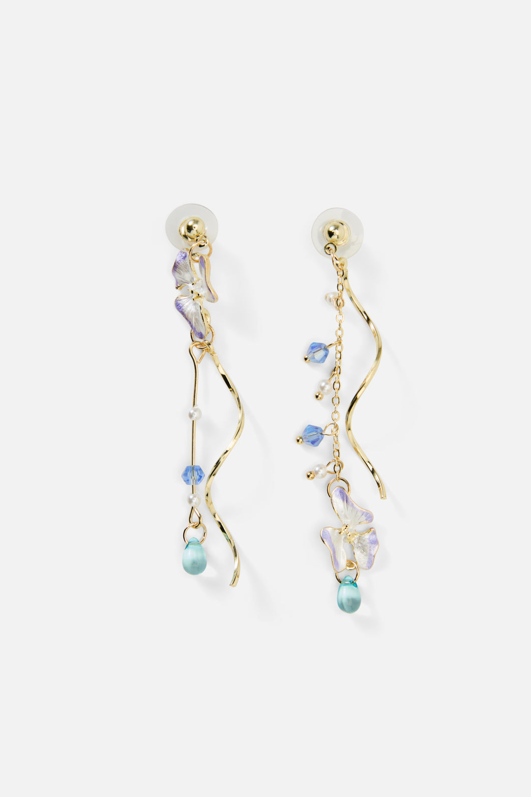 Princess Highway - Flower & Chain Earrings - gold