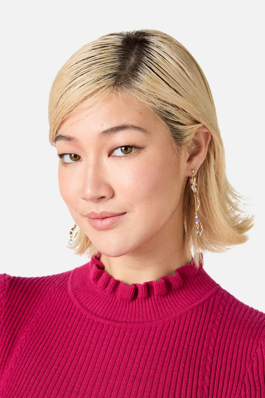 Princess Highway - Flower & Chain Earrings - gold