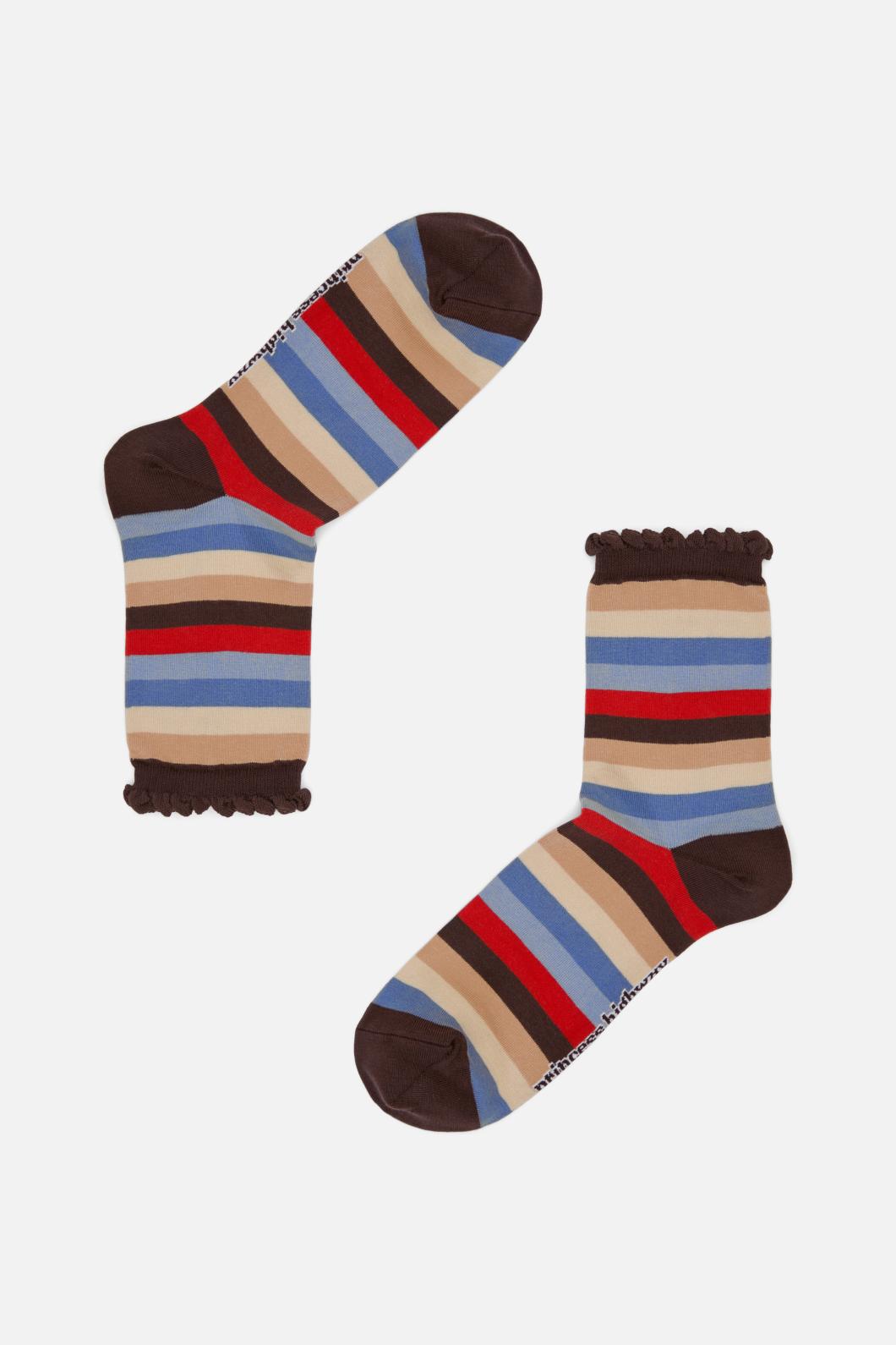 Princess Highway - Choc Striped Socks - chocolate