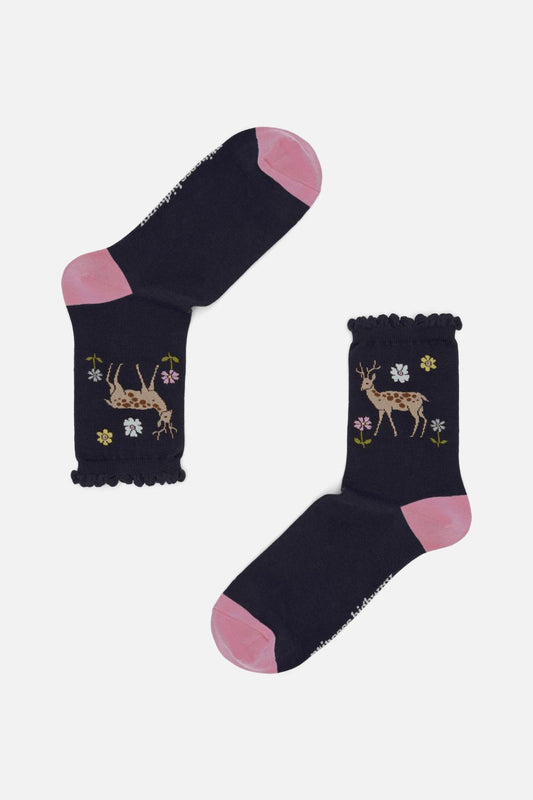 Princess Highway - Meadow Deer Socks - navy