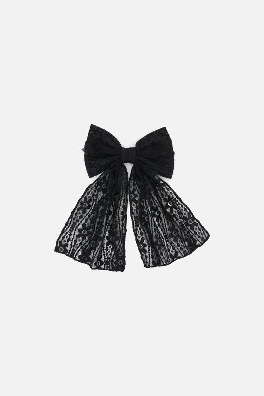 Princess Highway - Black Lacey Bow Clip - black