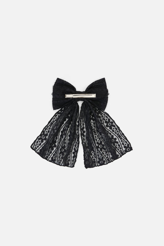 Princess Highway - Black Lacey Bow Clip - black