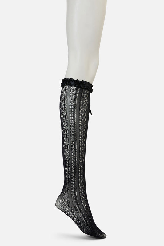 Princess Highway - Black Knee High Lacey Socks - black