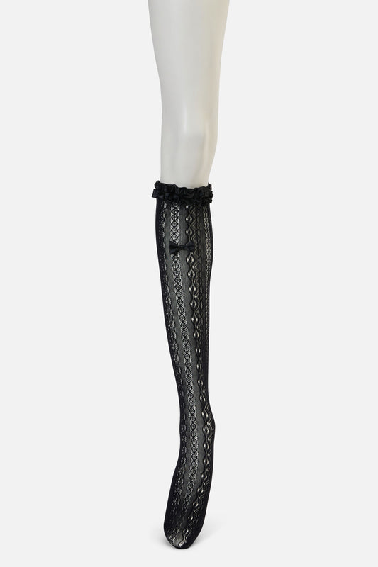 Princess Highway - Black Knee High Lacey Socks - black