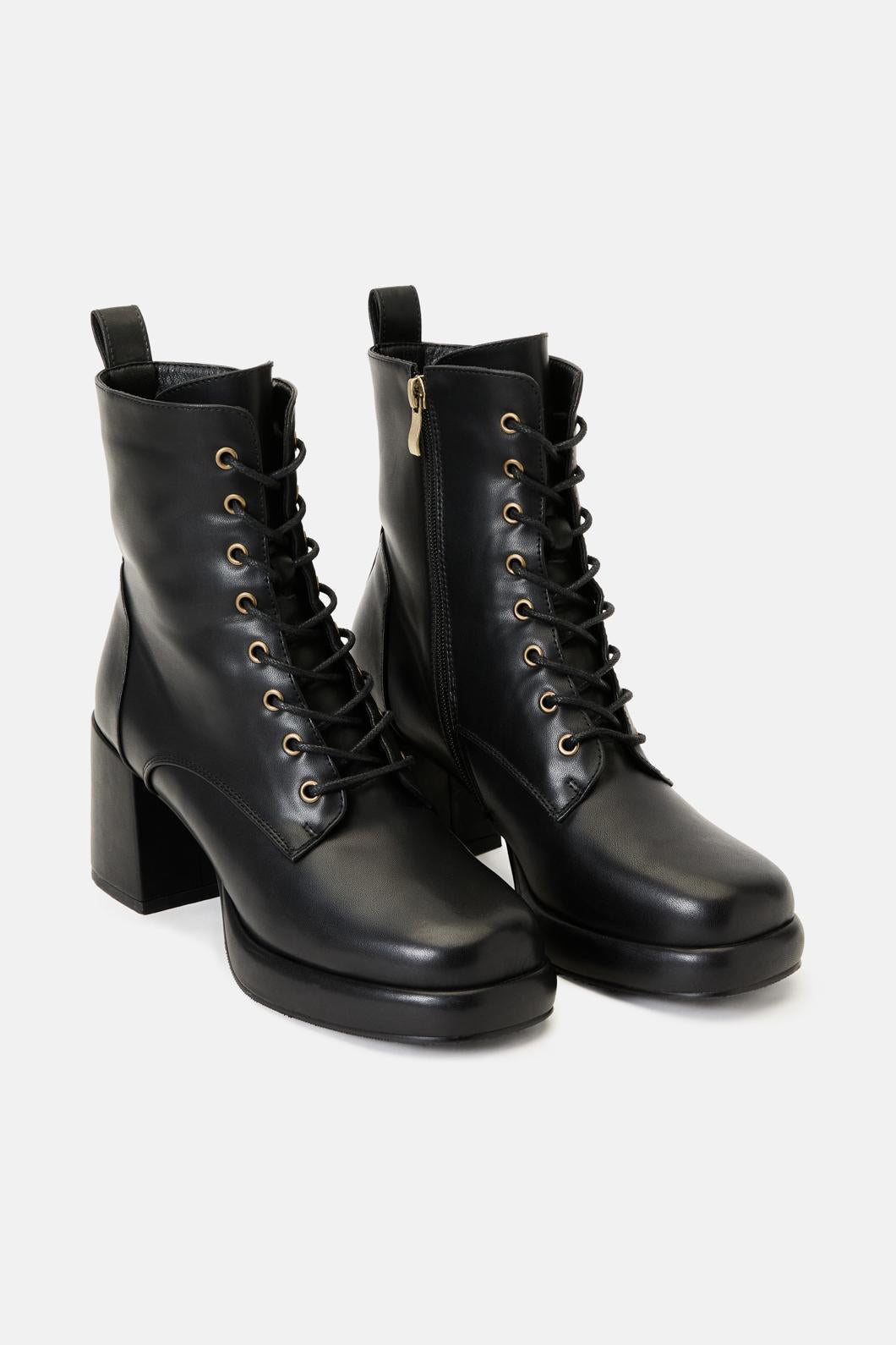 Princess Highway - Black Platform Lace Up Boot - black