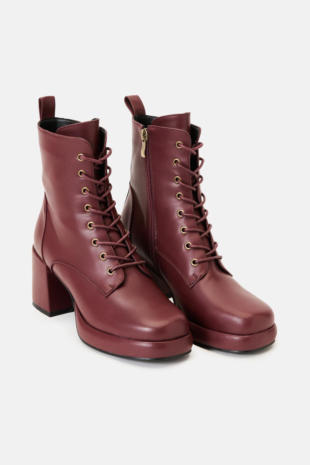 Princess Highway - Plum Platform Lace Up Boot - plum