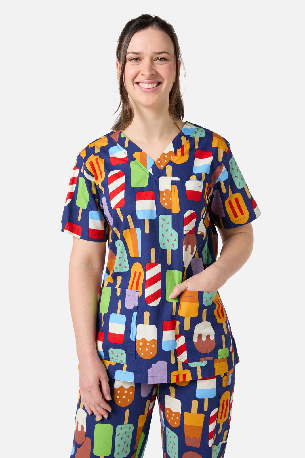 Scrubs With Love - Summer Treats Scrub Set - navy