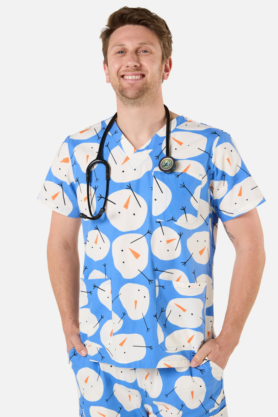 Scrubs With Love - SNOWMAN SCRUB SET - blue