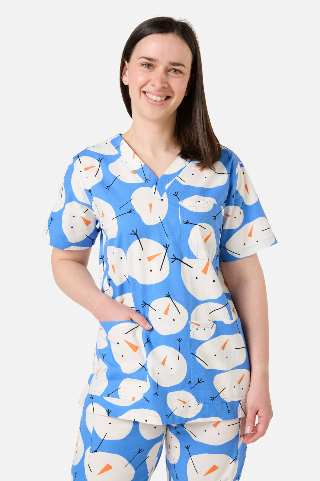 Scrubs With Love - SNOWMAN SCRUB SET - blue