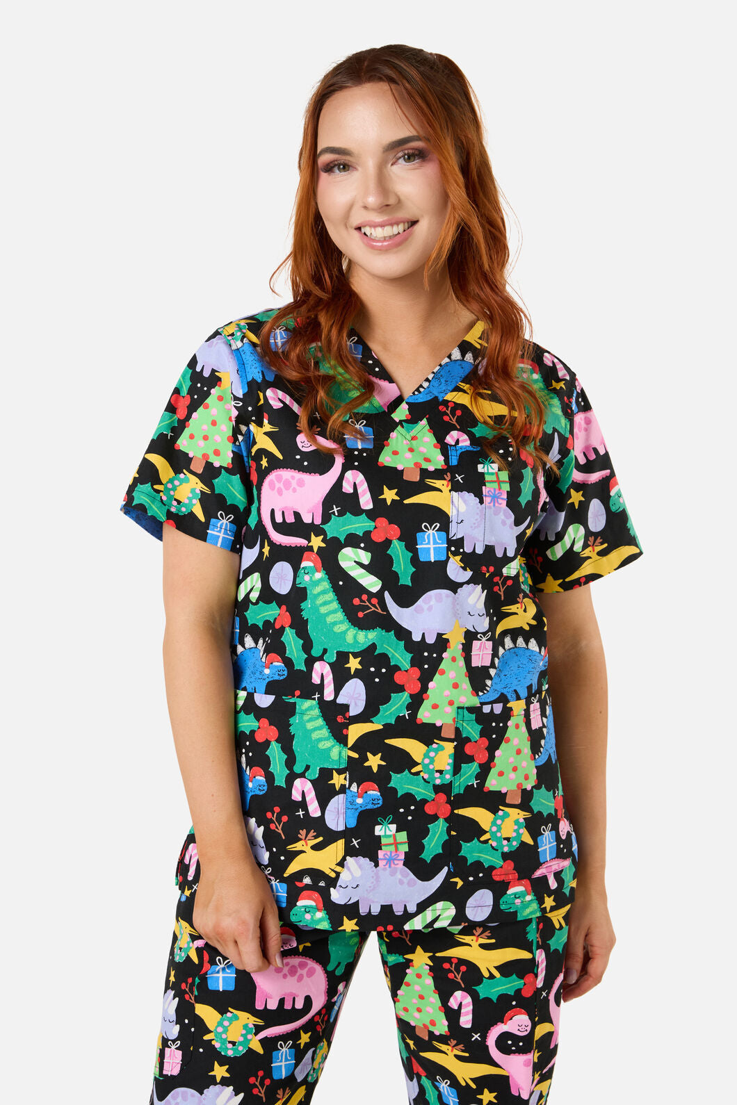Scrubs With Love - CHRISTMAS DINO'S SCRUB SET - black