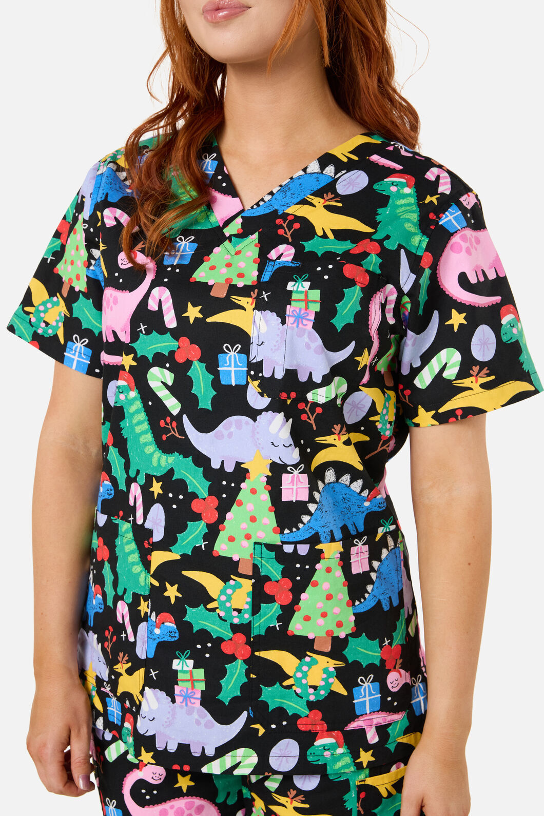 Scrubs With Love - CHRISTMAS DINO'S SCRUB SET - black