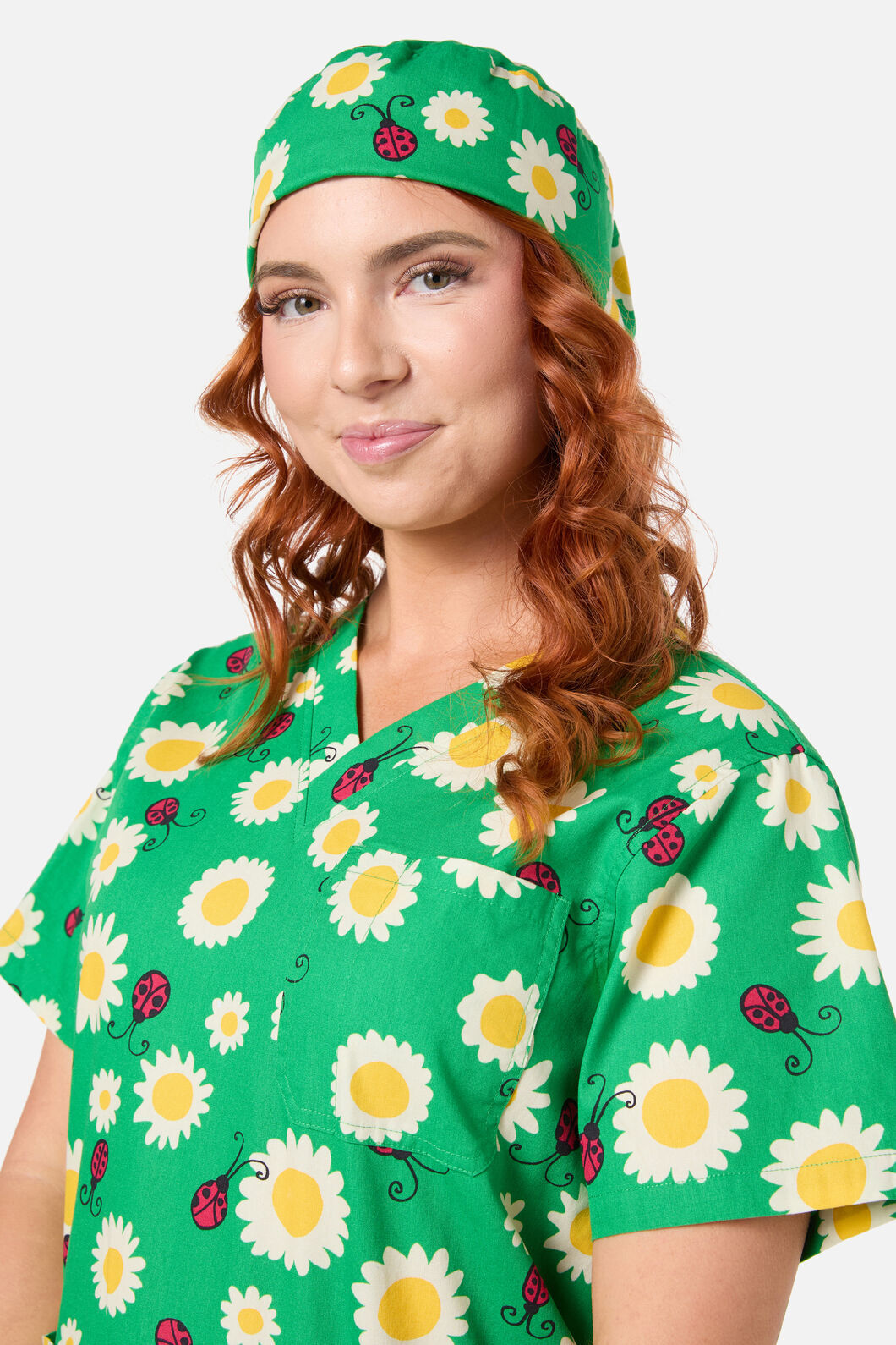 Scrubs With Love - Daisy Ladybird scrub hat - green