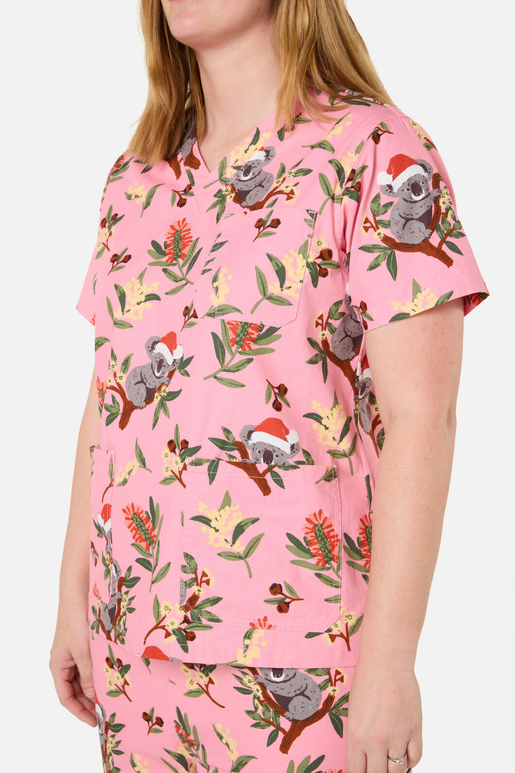 Scrubs With Love - CHRISTMAS KOALA PINK SCRUB SET - pink
