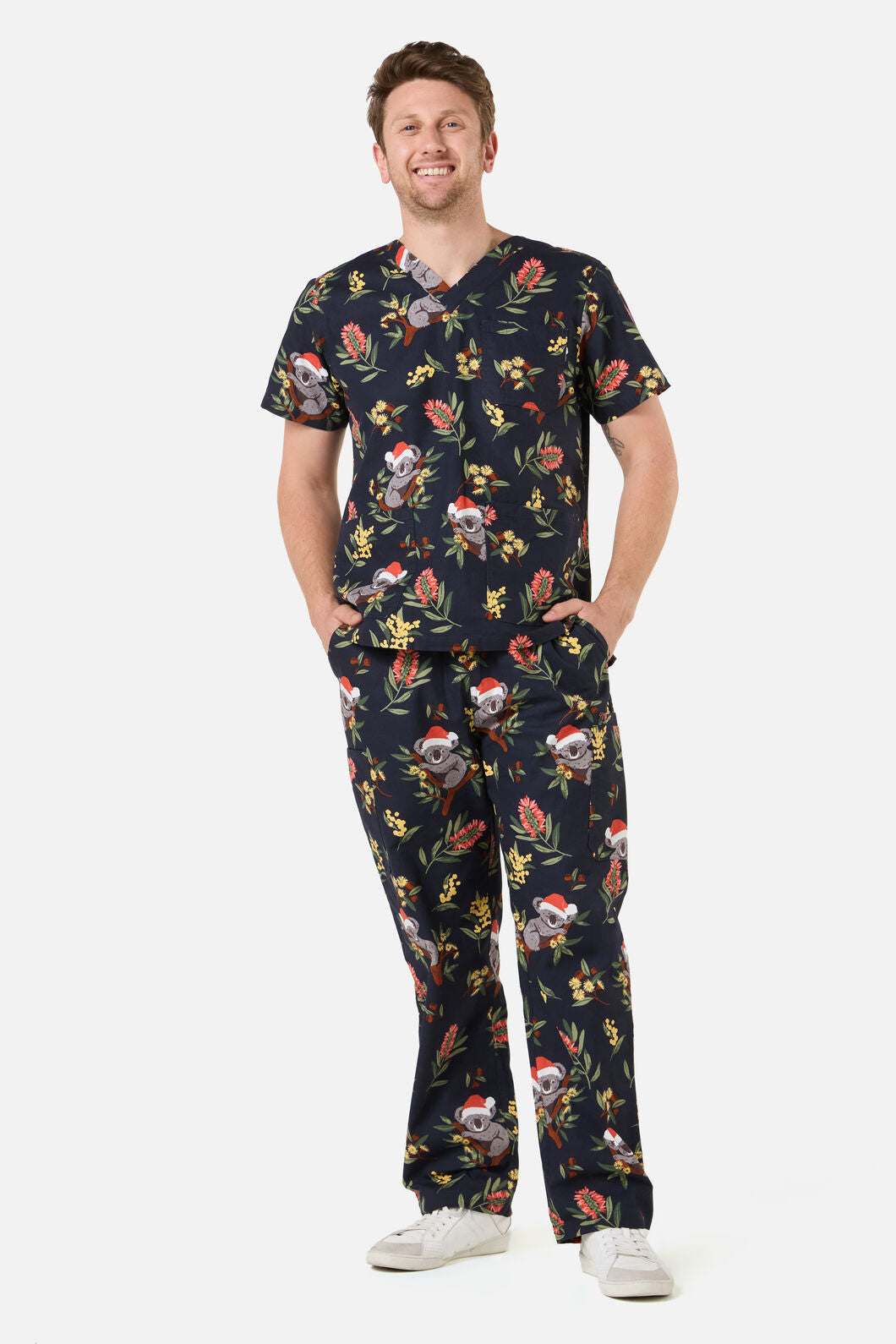 Scrubs With Love - CHRISTMAS KOALA NAVY SCRUB SET - navy