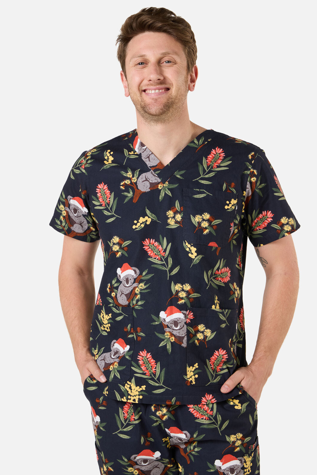 Scrubs With Love - CHRISTMAS KOALA NAVY SCRUB SET - navy