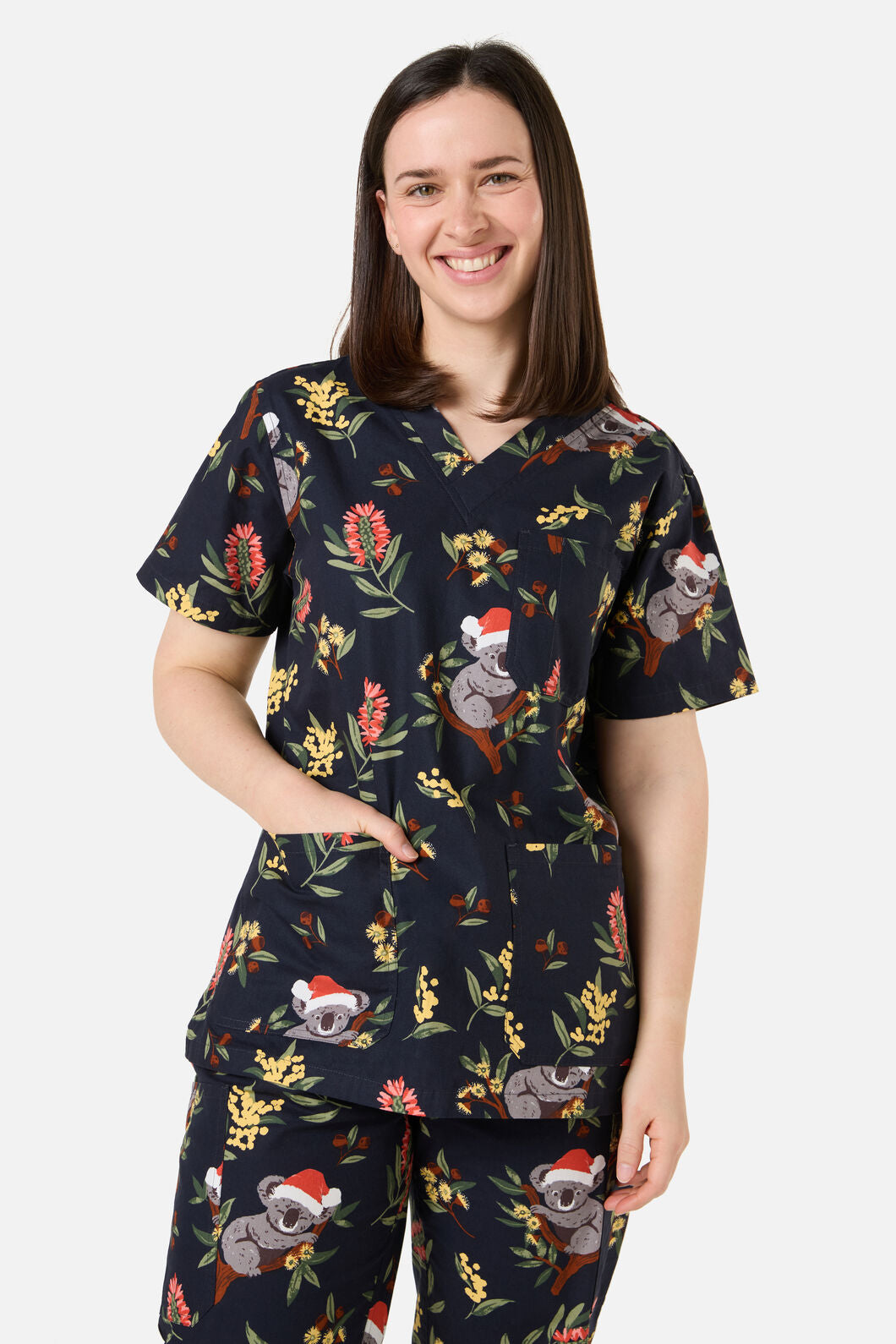 Scrubs With Love - CHRISTMAS KOALA NAVY SCRUB SET - navy
