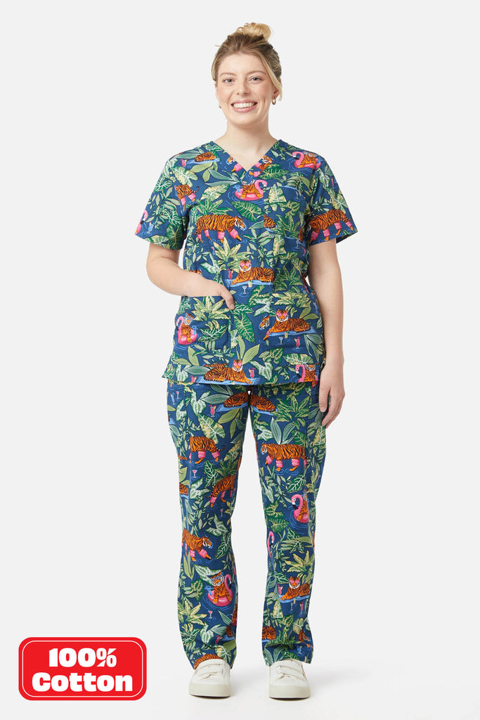 Tiger Pool Party Scrub Set Dangerfield